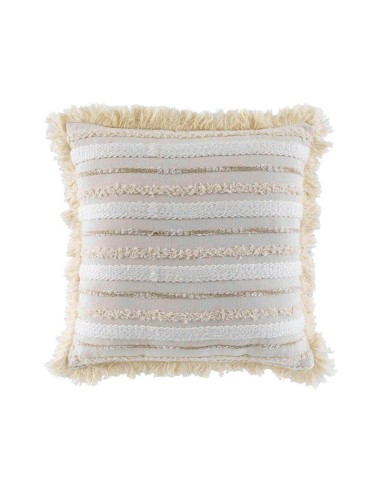 coussin dehous. compr. franges 40 x 40 cm coton tisse atlas naturel