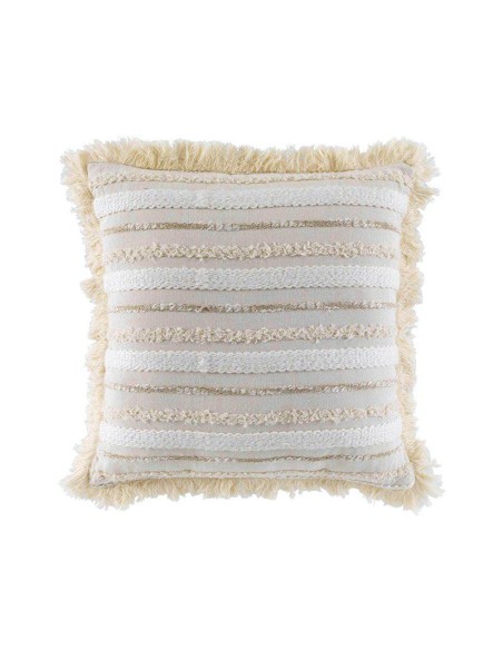 coussin dehous. compr. franges 40 x 40 cm coton tisse atlas naturel
