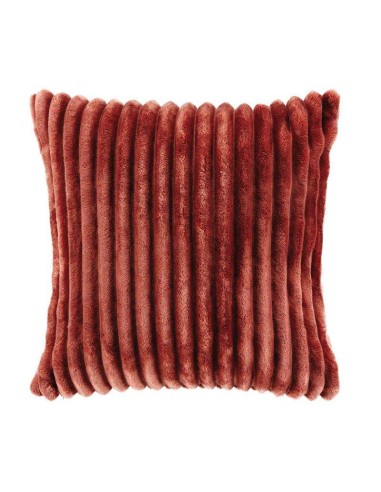 housse de coussin +encart 40 x 40 cm flanelle jacquard uni kalie rose