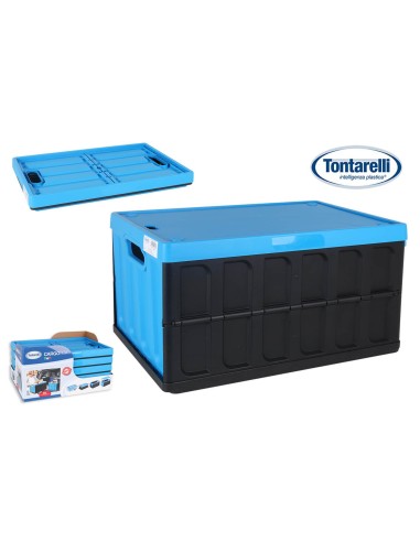 caisse mag.pliable a/couver 62l noir/blu