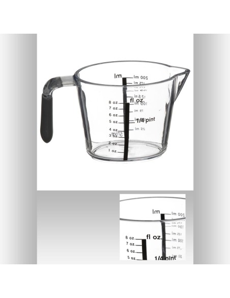 151120  - verre doseur ps+tpr 200ml L. 13 x P. 7,2 x H. 8 cm