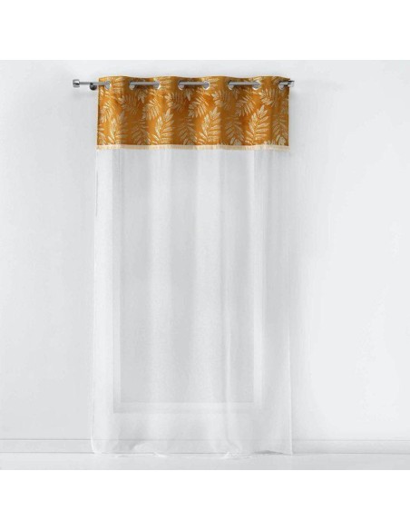 1626856-panneau a oeillets 140 x 240 cm voile sable+top imp. or+frange adelor ja