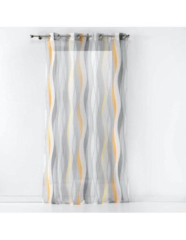 1626862 - panneau a oeillets 140 x 240 cm voile sable imprime ondulys jaune/blan