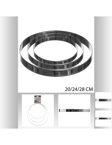 151125 - cercle x3 20/24/28cm inox D. 28 x H. 2 cm