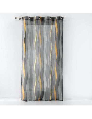 1626863 - panneau a oeillets 140 x 240 cm voile sable imprime ondulys jaune/anth