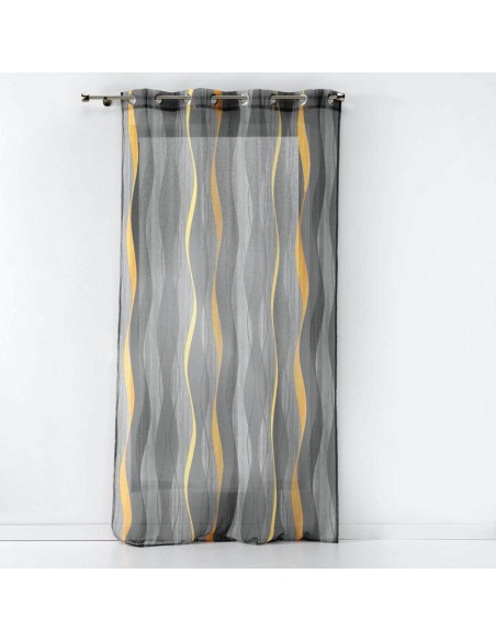 1626863 - panneau a oeillets 140 x 240 cm voile sable imprime ondulys jaune/anth