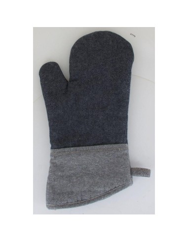42500191 - gant de cuisine denim bicolore 18x28cm coton - bleu
