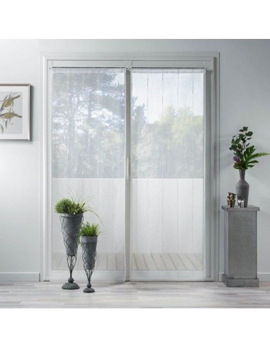 1626483-paire droite passe tringle 2x70x200 cm voile sable fils chenille linahe