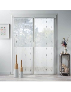 1626504-paire droite passe tringle 2x70x200 cm voile sable fils chenille chenill