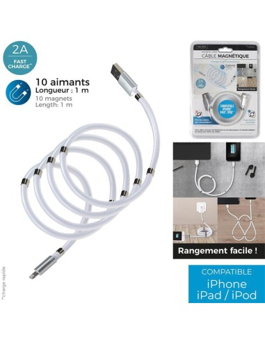 cable charge rapide 2a sync 10 magnets iphone m12