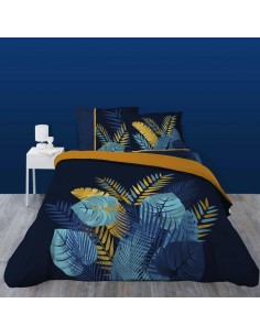 1442566-parure 3 p. 240 x 220 cm flanelle imprimee dessin place prusseor