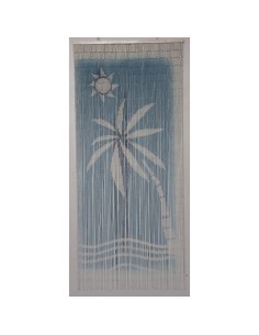 5502418 - rideau de porte sticks bambou imprimes motif cote mer 90 x 200 cm - bl