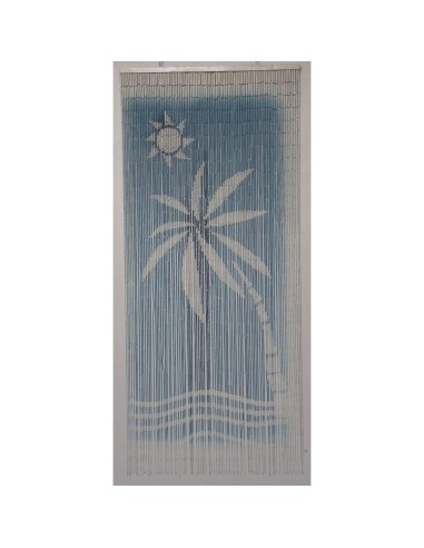 5502418 - rideau de porte sticks bambou imprimes motif cote mer 90 x 200 cm - bl