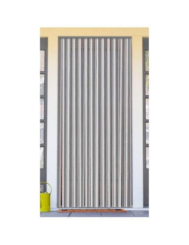 5521593-rideau de porte lanieres pvc prestige 90 x 210 cm - gris fonce/gris clai