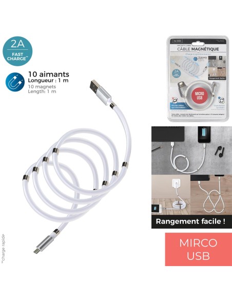 ht2060-cable chg rapide 2a sync 10 magnets micro usb m12 a1/m12