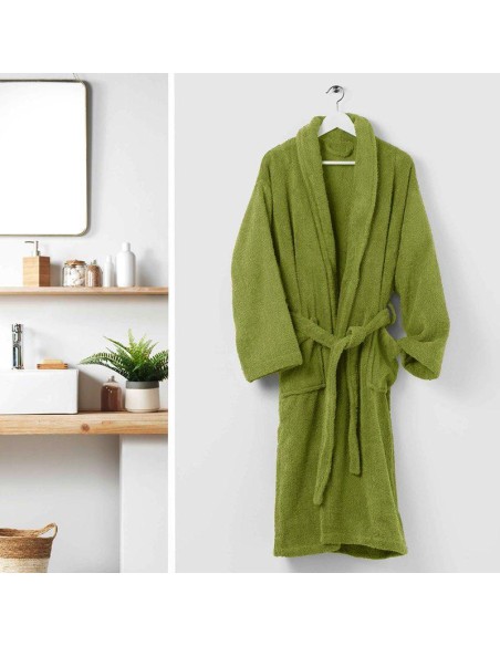 peignoir col chale taille unique eponge unie colors pistache
