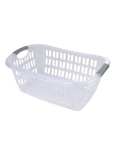 panier a linge avec poignee plastique 25l 36,5*54,5*h21cm transparent
