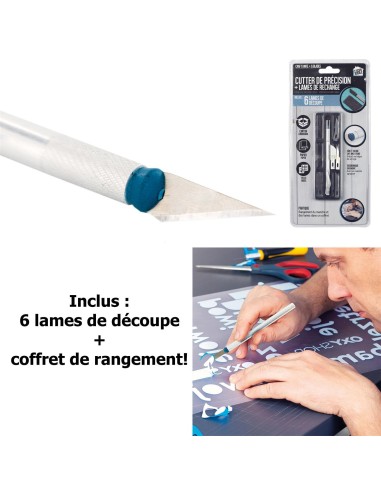 cutter de precision et lame de rechange x6 m24