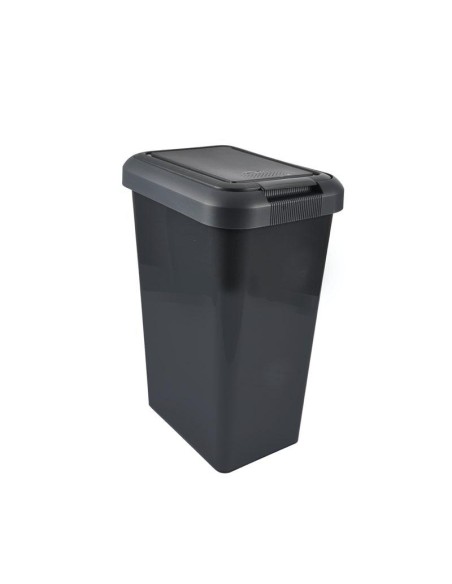 poubelle double ouverture plastique 46l 39*29*h59cm anthracite