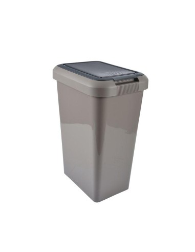 poubelle double ouverture plastique 46l 39*29*h59cm taupe