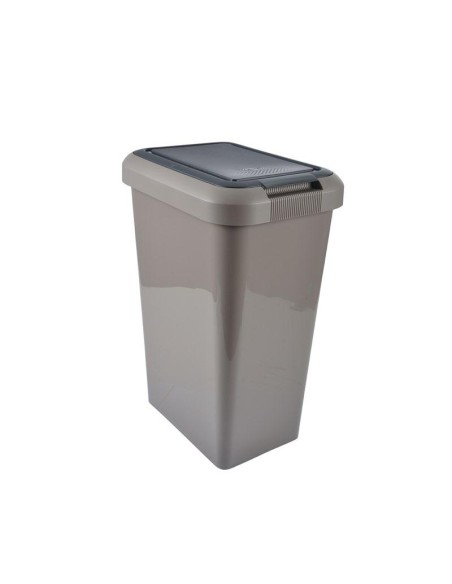 poubelle double ouverture plastique 46l 39*29*h59cm taupe