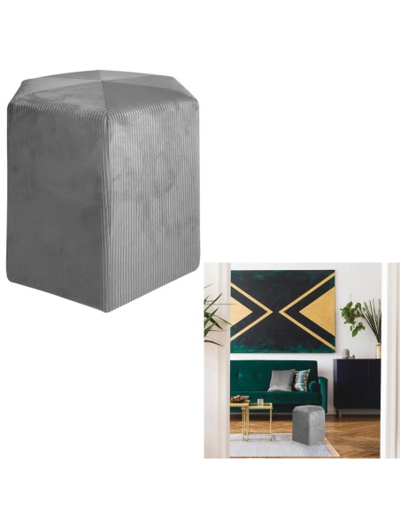 pouf velours cotele 35cm giulia gris fonce m1