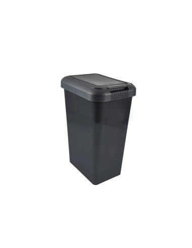 poubelle double ouverture plastique 25l 32*24*h48cm anthracite