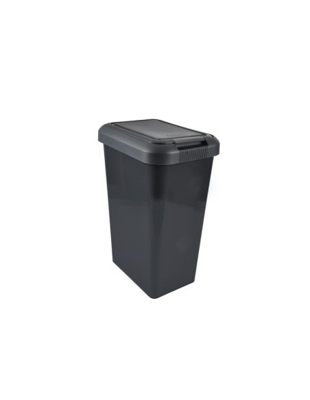 poubelle double ouverture plastique 25l 32*24*h48cm anthracite