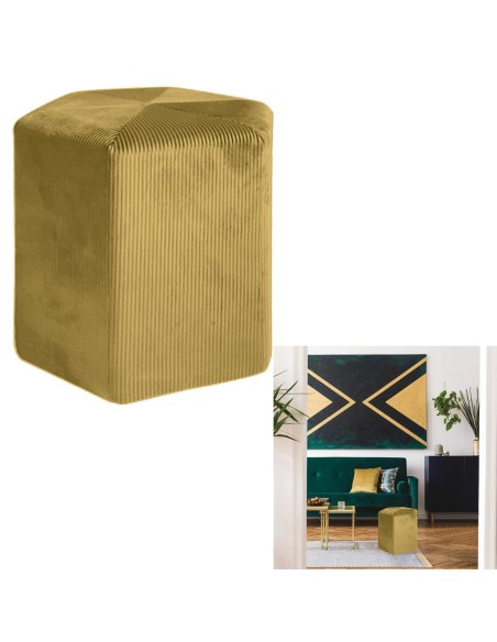 pouf velours cotele 35cm giulia jaune moutarde m1