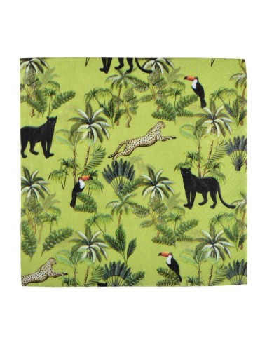 6sei460-set de 20 serviettes en papier 3 plis 33*33cm palmeraie