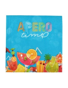 6sei462 - set de 20 serviettes en papier 3 plis 33*33cm apero time