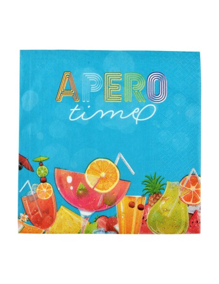 6sei462 - set de 20 serviettes en papier 3 plis 33*33cm apero time