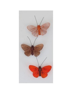 655640-papillon plume aimant x 3 naomi - taupe/marron/orange