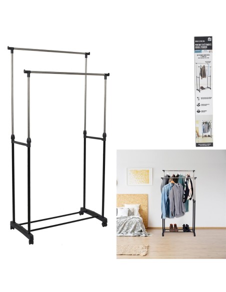 portant metal roulette double 80x43x160cm m6