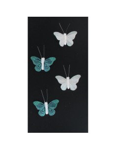 papillon plume aimant x 4 koh samui - blanc/gris fonce