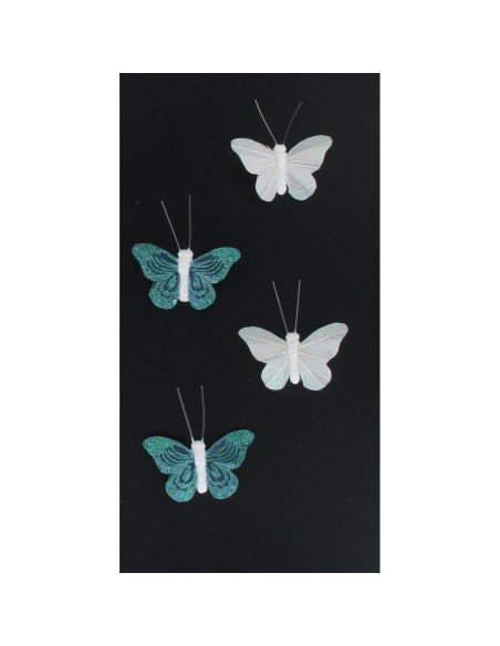 papillon plume aimant x 4 koh samui - blanc/gris fonce