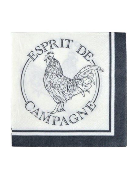 set de 20 serviettes en papier 3 plis 33*33cm esprit de campagne