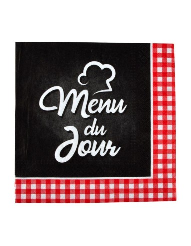 set de 20 serviettes en papier 3 plis 33*33cm menu du jour
