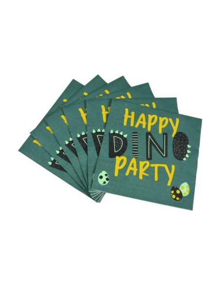 set de 20 serviettes en papier 3 plis 33*33cm happy dino