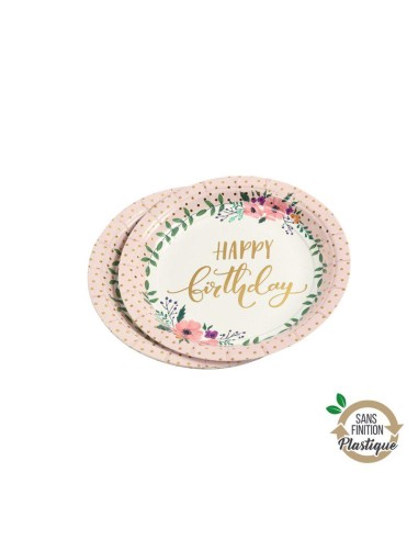 set de 6 assiettes en carton d18,5cm boho chat sans film plastique