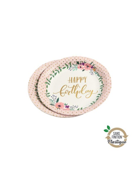 set de 6 assiettes en carton d18,5cm boho chat sans film plastique