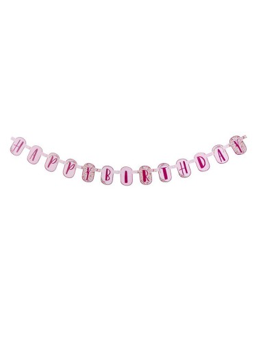 guirlande lettre happy birthday en carton 1,4m boho chat