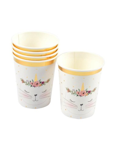 set de 6 gobelets en carton 25cl boho chat