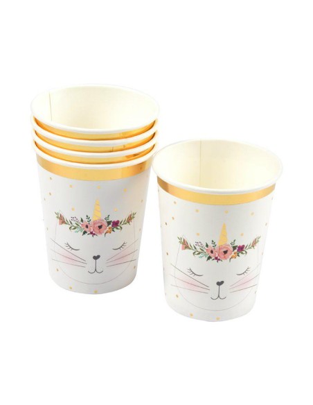 set de 6 gobelets en carton 25cl boho chat