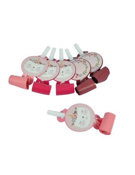 set de 6 sans-genes en papier+pp h11,5cm boho chat