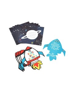 set de 6 invitations+enveloppes anniversaire en papier  espace