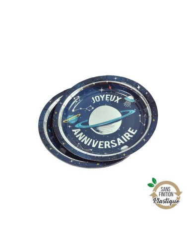 set de 6 assiettes en carton d18,5cm espace sans film plastique