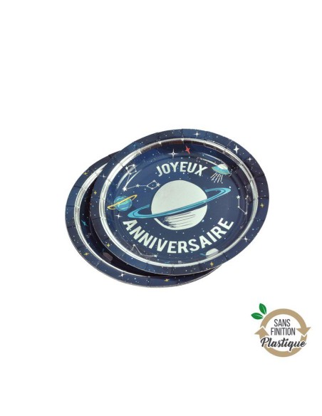 set de 6 assiettes en carton d18,5cm espace sans film plastique