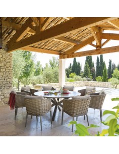 159197 - table embruns alu 8p macadamia