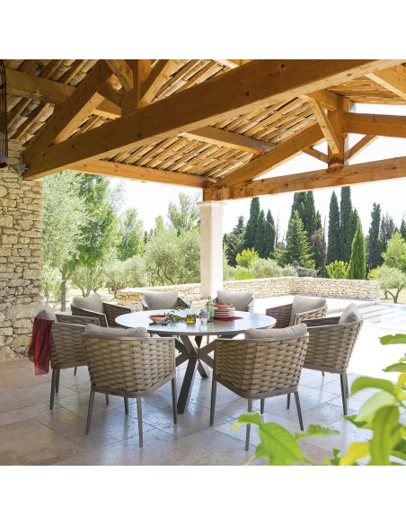 159197 - table embruns alu 8p macadamia